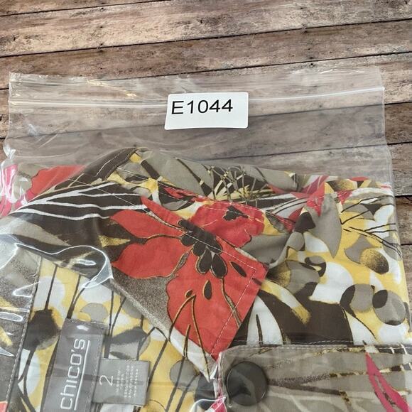 Chicos Jacket Large Artsy Floral Grandmacore Colorful Stretchy Lightweight Fall - Picture 10 of 10